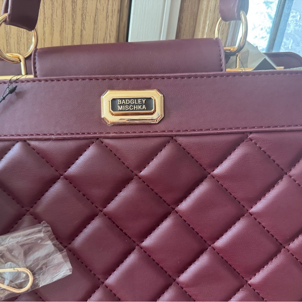 Badgley Mischka Quilted Burgundy Bag
